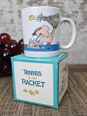 Ziggy Tennis Is My Racket Coffee Tea Mug Cup Racquet Vintage VTG 80s w/ Gift Box